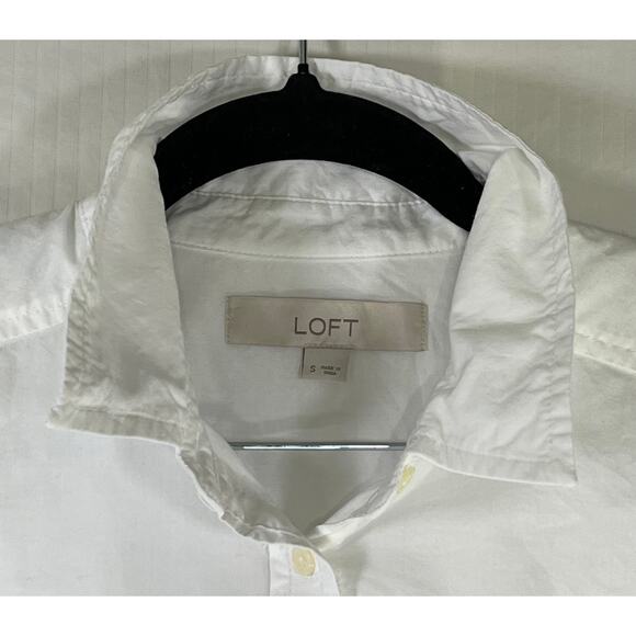 Loft White Button Down Boyfriend Blouse Regular Size Small - Picture 2 of 5